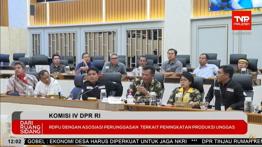 Komisi IV DPR RI RDPU dengan Asosiasi Perunggasan. (Tangkapan Layar Youtube Komisi IV DPR RI Channel)