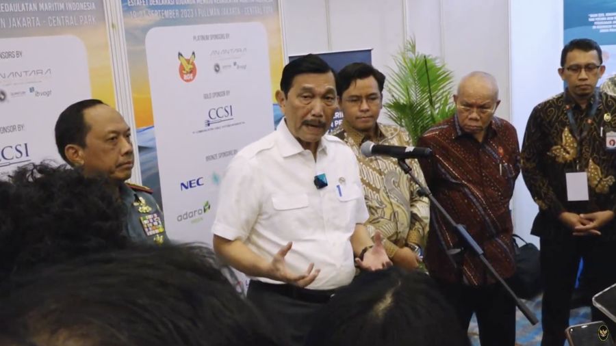Menko Kemaritiman dan Investasi Luhut Binsar Pandjaitan dalam Marine Spatial Planning and Expo Service 2023. (Tangkapan Layar Youtube Kemenko Bidang Kemaritiman dan Investasi RI)