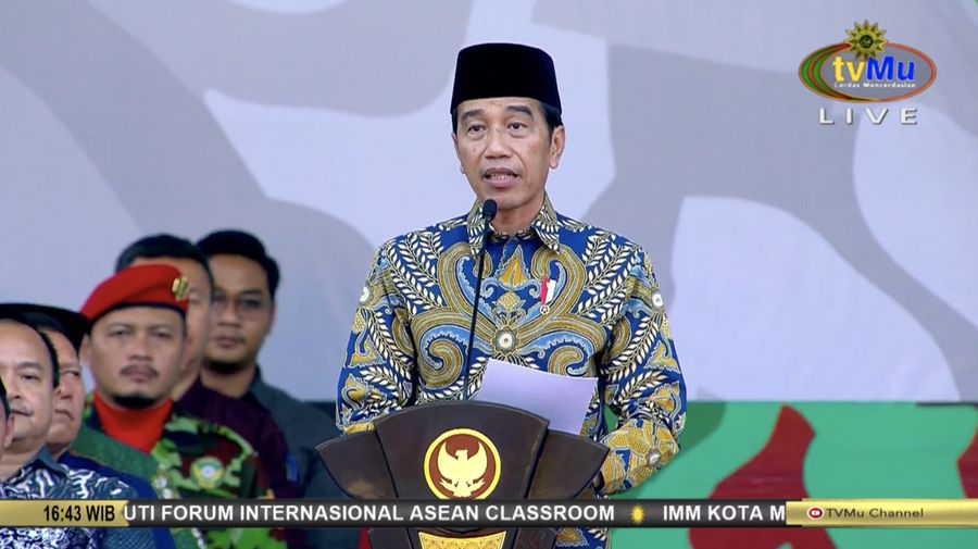 Presiden Joko Widodo saat Apel Akbar KOKAM Pemuda Muhammadiyah. (Tangkapan Layar Youtube tvMu Channel)