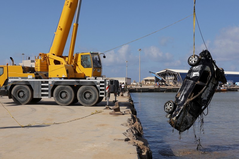 LIBYA-STORM/DERNA A man inspects a damaged mosque, in the aftermath of a deadly storm and flooding that hit Libya, in Derna, Libya September 20, 2023. REUTERS/Esam Omran Al-fetori