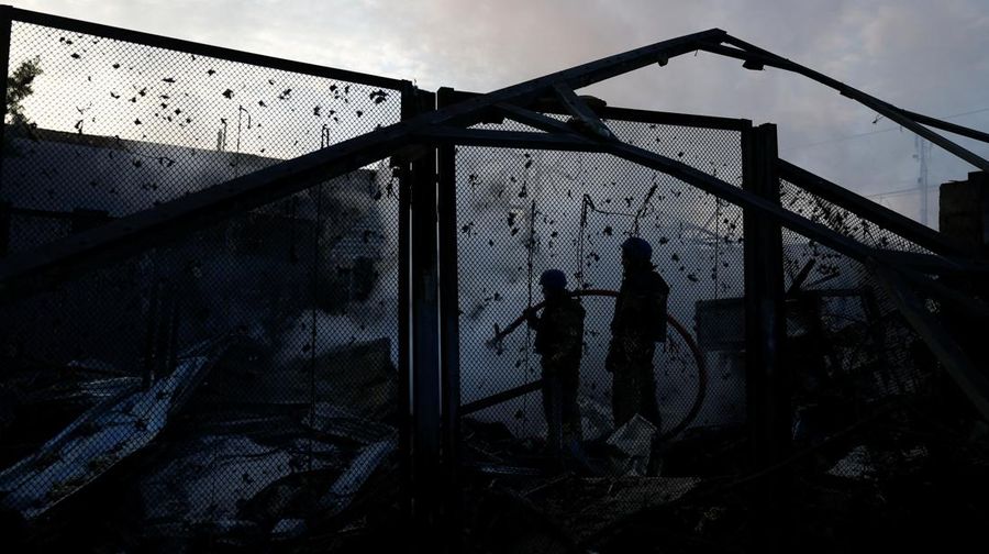 A firefighter works at a site in a residential area, damaged during a Russian missile strike, amid Russia’s attack on Ukraine, in Kyiv, Ukraine September 21, 2023. REUERS/Valentyn Ogirenko