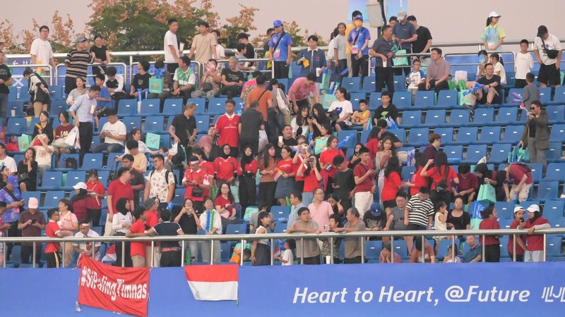 Laga timnas Indonesia U-24 melawan Korea Utara U-24 di Asian Games 2023. (NOC Indonesia/Hendri Rahman) Laga timnas Indonesia U-24 melawan Korea Utara U-24 di Asian Games 2023. (NOC Indonesia/Hendri Rahman)