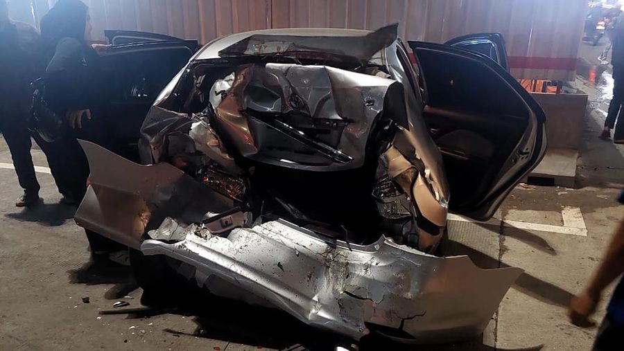 Kecelakaan di lampu merah exit tol Bawen, Semarang, Sabtu (23/9/2023). (Afzal Nur Iman/detikJateng)