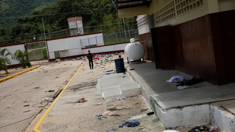 Kondisi penjara mewah Aragua yang hancur di Tocoron, Venezuela, Sabtu (23/9/2023). (REUTERS/Leonardo Fernandez Viloria)