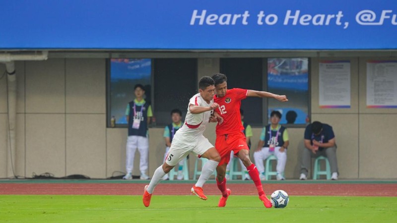 Laga timnas Indonesia U-24 melawan Korea Utara U-24 di Asian Games 2023. (NOC Indonesia/Hendri Rahman)