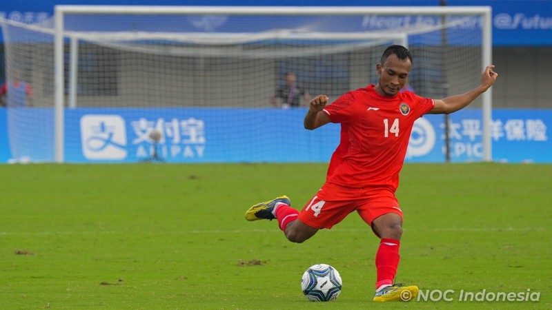 Laga timnas Indonesia U-24 melawan Korea Utara U-24 di Asian Games 2023. (NOC Indonesia/Hendri Rahman) Laga timnas Indonesia U-24 melawan Korea Utara U-24 di Asian Games 2023. (NOC Indonesia/Hendri Rahman)