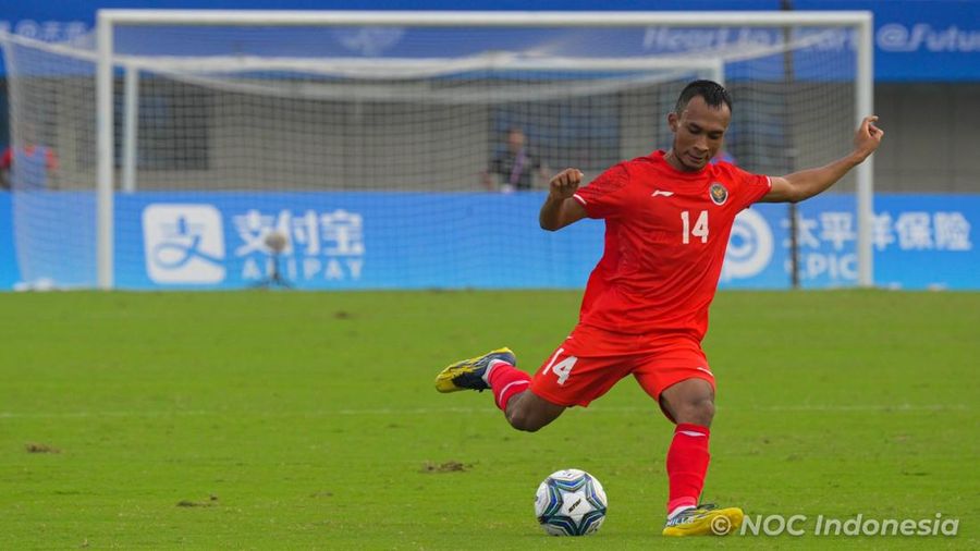 Laga timnas Indonesia U-24 melawan Korea Utara U-24 di Asian Games 2023. (NOC Indonesia/Hendri Rahman)