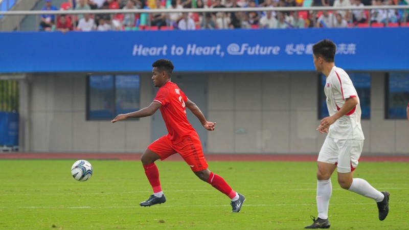 Laga timnas Indonesia U-24 melawan Korea Utara U-24 di Asian Games 2023. (NOC Indonesia/Hendri Rahman)
