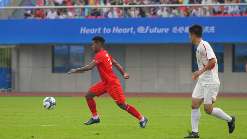 Laga timnas Indonesia U-24 melawan Korea Utara U-24 di Asian Games 2023. (NOC Indonesia/Hendri Rahman)