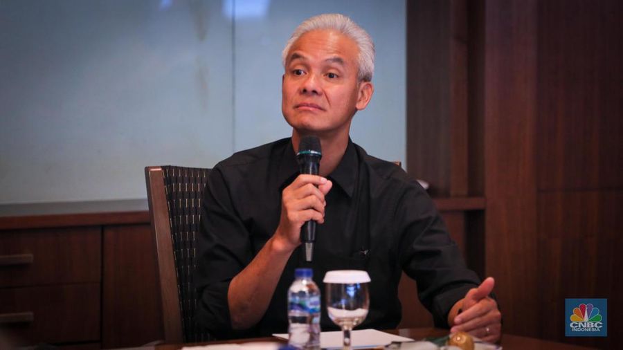 Bakal Calon Presiden (Bacapres), Ganjar Pranowo berkunjung ke Gedung Trans Media Tendean, Jakarta, Senin (25/9/2023). (²©²ÊÍøÕ¾/Faisal Rahman)