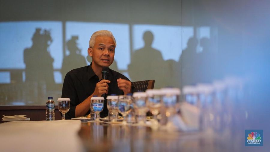 Bakal Calon Presiden (Bacapres), Ganjar Pranowo berkunjung ke Gedung Trans Media Tendean, Jakarta, Senin (25/9/2023). (²©²ÊÍøÕ¾/Faisal Rahman)
