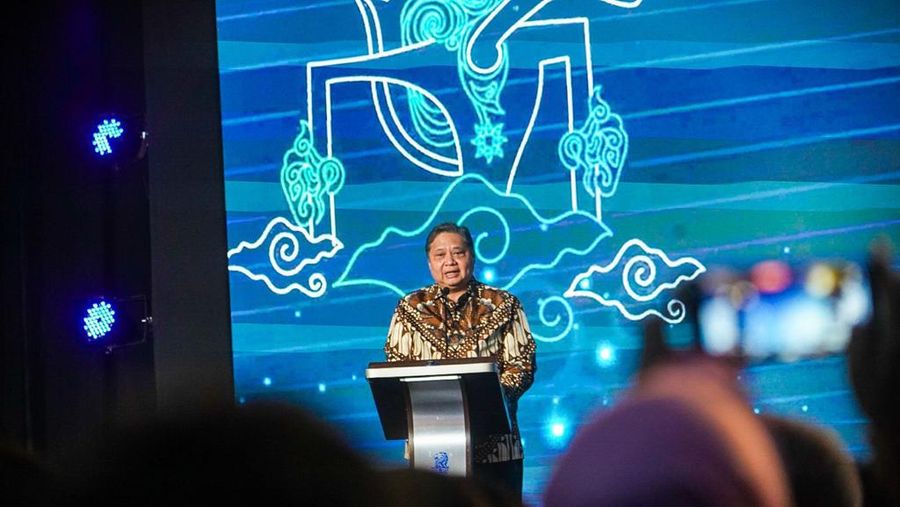Menteri Koordinator Bidang Perekonomian, Airlangga Hartarto saat membuka cloud day indonesia 2023. (Dok. kemenko perekonomian)
