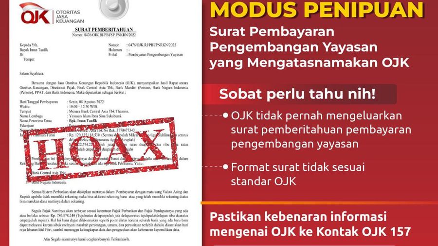 Contoh penipuan mengatasnamakan OJK.
