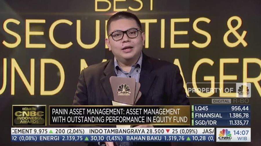Pemenang Kategori Asset Management With Outstanding Perfomance In Equity Fund dalam CNBC Indonesia Awards 2023 dimenangkan Oleh Panin Asset Management. (Tangkapan Layar CNBC Indonesia TV)