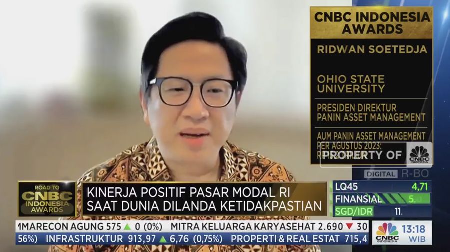 Presiden Direktur PT Panin Asset Management, Ridwan Soetedja dalam Road to CNBC Indonesia Awards 2023. (Tangkapan Layar CNBC Indonesia TV)