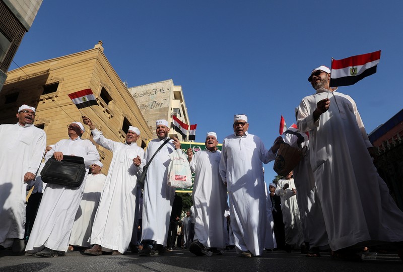 Perayaan Maulid Nabi di distrik Al Azhar, Kairo Lama, Mesir, 27 September 2023. (REUTERS/AMR ABDALLAH DALSH)