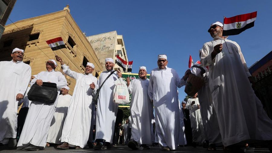 Perayaan Maulid Nabi di distrik Al Azhar, Kairo Lama, Mesir, 27 September 2023. (REUTERS/Amr Abdallah Dalsh)