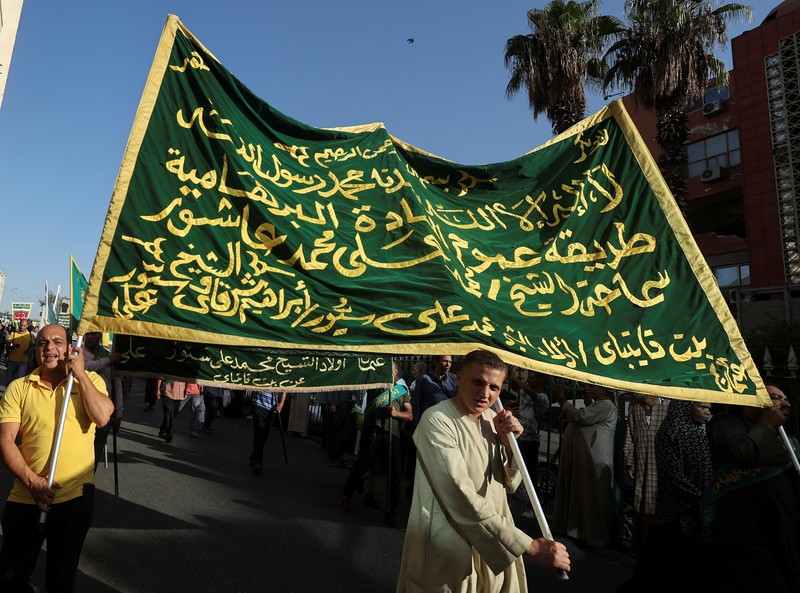 Perayaan Maulid Nabi di distrik Al Azhar, Kairo Lama, Mesir, 27 September 2023. (REUTERS/AMR ABDALLAH DALSH)