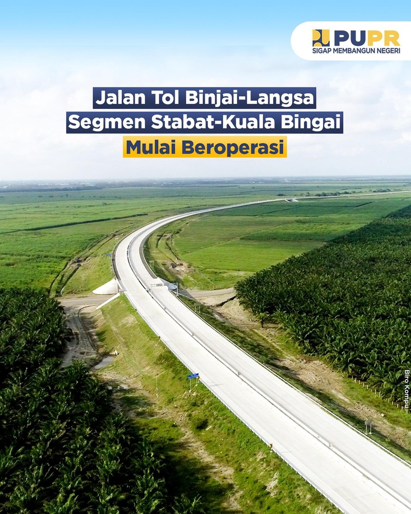 Jalan Tol Stabat- Kuala Bingai. (Facebook Kementerian PUPR RI)