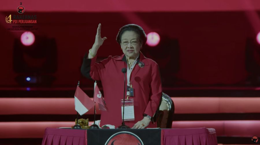 Ketua Umum PDI Perjuangan, Megawati Soekarno Putri dalam Rapat Kerja Nasional-IV. (Tangkapan Layar Youtube PDI Perjuangan)