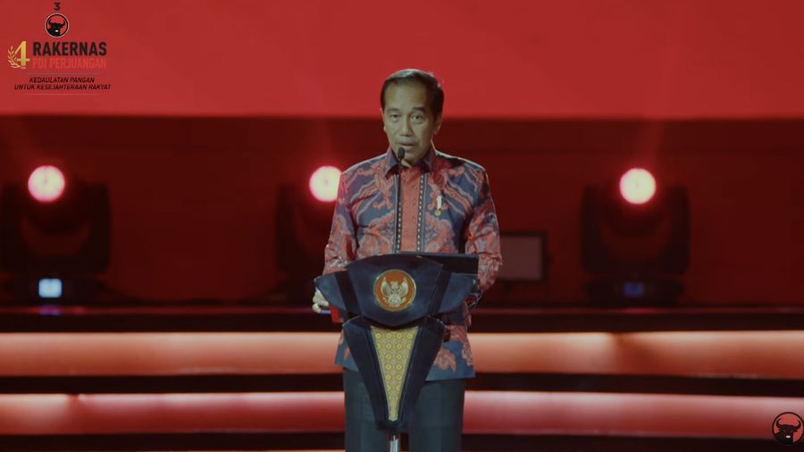 Presiden Joko Widodo dalam acara Rakernas PDI Perjuangan. (Tangkapan layar PDI Perjuangan)