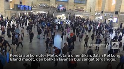Banjir New York,Jalur Kereta Lumpuh & Warga Terjebak di Jalan