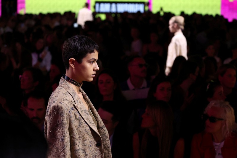 Models present creations by designer Anthony Vaccarello as part of his Spring/Summer 2024 Women's ready-to-wear collection show for fashion house Saint Laurent during Paris Fashion Week in Paris, France, September 26, 2023. REUTERS/Johanna Geron