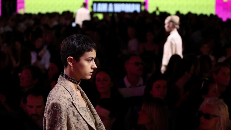 Models present creations by designer Anthony Vaccarello as part of his Spring/Summer 2024 Women's ready-to-wear collection show for fashion house Saint Laurent during Paris Fashion Week in Paris, France, September 26, 2023. REUTERS/Johanna Geron