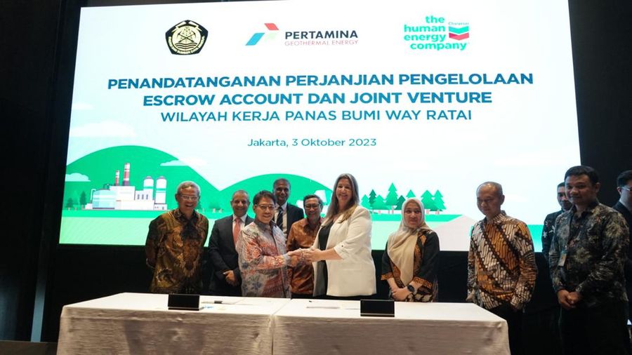 Penandatangan Perjanjian Pengelolaan Escrow Account dan Joint Venture Wilayah Kerja Panas Bumi Way Ratai. (Dok. PT Pertamina Geothermal Energy Tbk (PGEO))