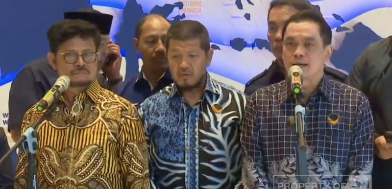 Konferensi pers Menteri Pertanian Syahrul Yasin Limpo di Nasdem Tower, Jakarta, Kamis (5/10/2023). (YouTube/CNN Indonesia)