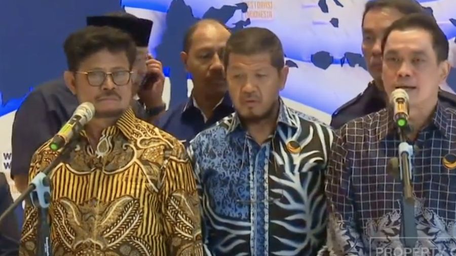 Konferensi pers Menteri Pertanian Syahrul Yasin Limpo di Nasdem Tower, Jakarta, Kamis (5/10/2023). (YouTube/CNN Indonesia)