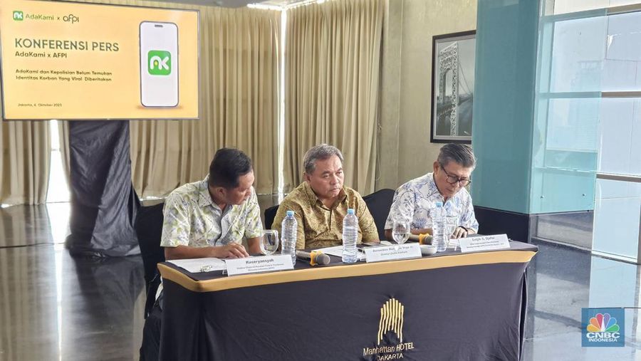 Konferensi Pers AdaKami dan AFPI. (CNBC Indonesia/Mentari Puspadini)