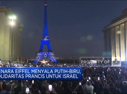 Video: Dukung Israel, Menara Eiffel Menyala Putih-Biru