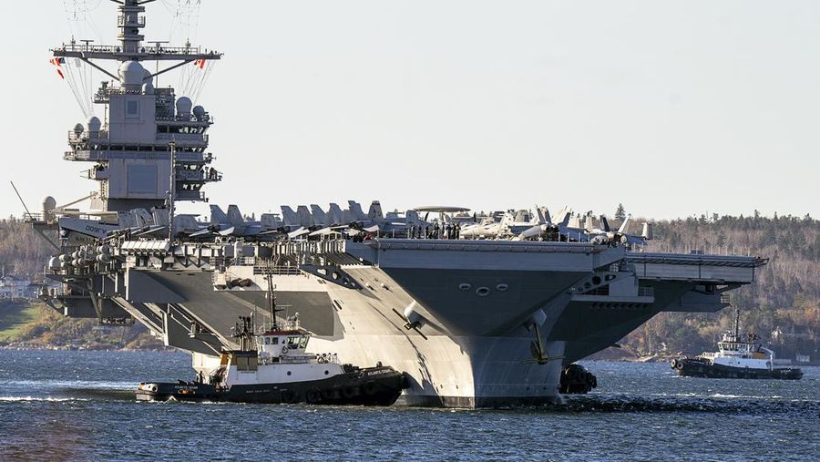 Amerika Serikat (AS) dilaporkan mengirimkan bantuan militer ke Israel. Bahkan kapal-kapal perang dan jet tempur F/A-18 Hornet juga mulai bergeser ke Mediterania Timur. (AP/Andrew Vaughan)