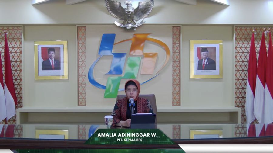 Plt. Kepala BPS Amalia Adininggar Widyasanti dalam rilis berita resmi BPS, Senin (16/10/2023). (BPS Statistics)
