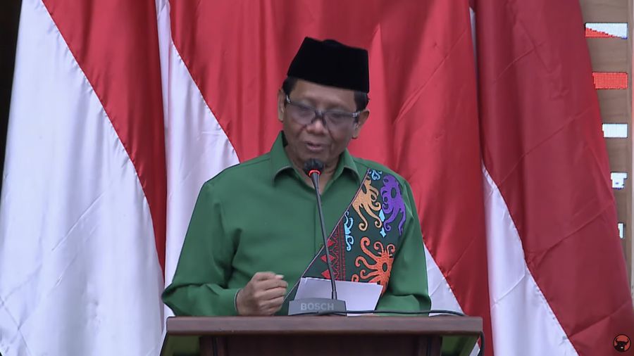 Mahfud Mahmodin (Mahfud MD) sebagai calon wakil presiden pendamping calon presiden Ganjar Pranowo pada Pemilihan Umum Presiden dan Wakil Presiden 2024. (Tangkapan layar Youtube PDI Perjuangan)