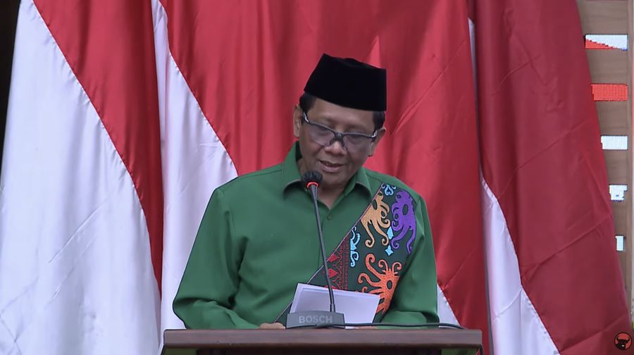 Mahfud Mahmodin (Mahfud MD) sebagai calon wakil presiden pendamping calon presiden Ganjar Pranowo pada Pemilihan Umum Presiden dan Wakil Presiden 2024. (Tangkapan layar Youtube PDI Perjuangan)
