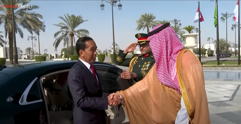 Pertemuan Presiden Jokowi dengan PM Kerajaan Arab Saudi Mohammed bin Salman, Riyadh, 19 Oktober 2023. (Tangkapan Layar Youtube)