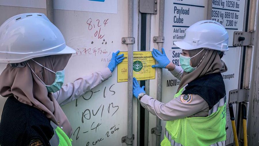 Joint inspection antara Karantina Pertanian Makassar dan Bea Cukai Makassar untuk komoditas Bawang putih, Makassar, 7 Oktober 2021. (Dok. Kemenkeu