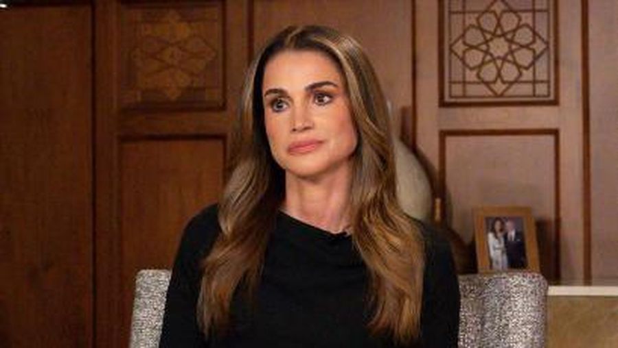A handout picture released by the Press Service of Jordan's Queen Rania on October 24, 2023, shows her speaking in an exclusive CNN interview from Amman about the ongoing Gaza bombing. (Photo by QUEEN RANIA'S OFFICE / AFP) / RESTRICTED TO EDITORIAL USE - MANDATORY CREDIT 