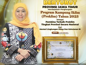 Pemprov Jatim Raih Penghargaan Pembina Proklim Terbaik, Ini Pesan Khofifah