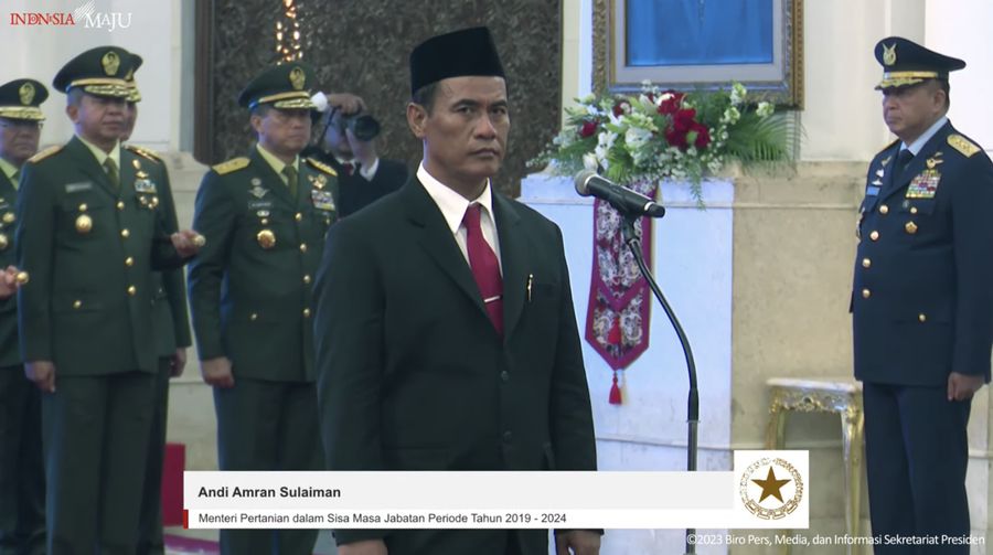 Presiden Joko Widodo Mengangkat Andi Amran Sulaiman sbg mentan dlm sisa masa jabatan tahun 2019 2024. (Tangkapan Layar Youtube Sekretariat Presiden)