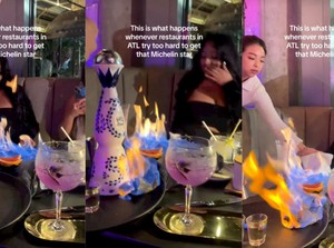 Duh! Pamer Aksi Meracik Tequila, Pelayan Ini Bakar Meja Restoran
