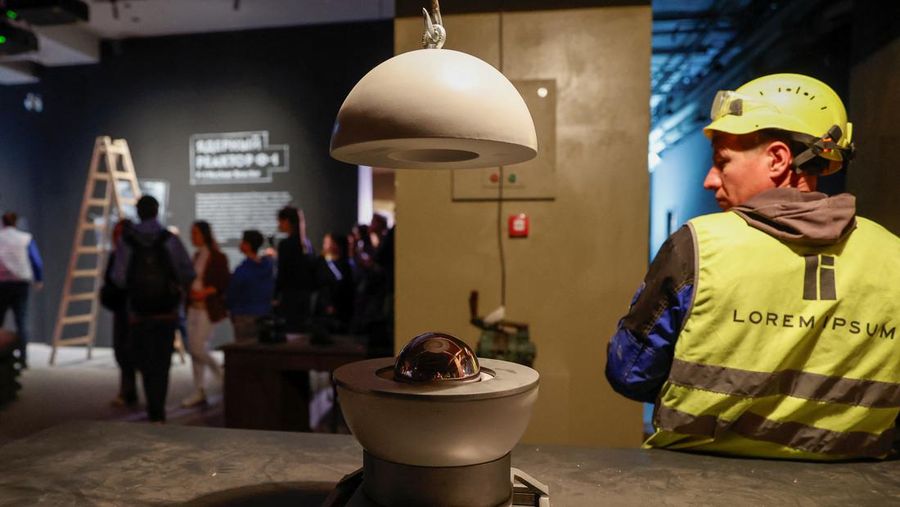 A model of the first Soviet atomic bomb, RDS-1, is on display at the nuclear energy museum Atom, located in a pavilion of the Exhibition of Achievements of National Economy (VDNKh) in Moscow, Russia, October 26, 2023. The exhibition centre will be officially opened to showcase the historic and modern achievements of the country's nuclear industry and display expositions dedicated to the Soviet atomic project, the nuclear arms race between the USSR and the United States and other subjects. REUTERS/Yulia Morozova