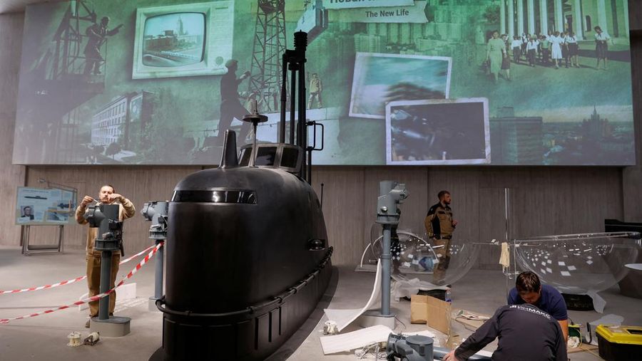 A model of the first Soviet atomic bomb, RDS-1, is on display at the nuclear energy museum Atom, located in a pavilion of the Exhibition of Achievements of National Economy (VDNKh) in Moscow, Russia, October 26, 2023. The exhibition centre will be officially opened to showcase the historic and modern achievements of the country's nuclear industry and display expositions dedicated to the Soviet atomic project, the nuclear arms race between the USSR and the United States and other subjects. REUTERS/Yulia Morozova