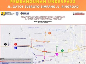 Ditutup Nanti Malam, Ini Rute Rekayasa Lalin Proyek Underpass Gatsu Medan