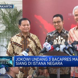 Jokowi Makan Siang Bareng Anies-Ganjar-Prabowo di Istana