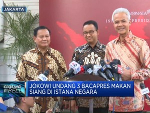 Jokowi Makan Siang Bareng Anies-Ganjar-Prabowo di Istana