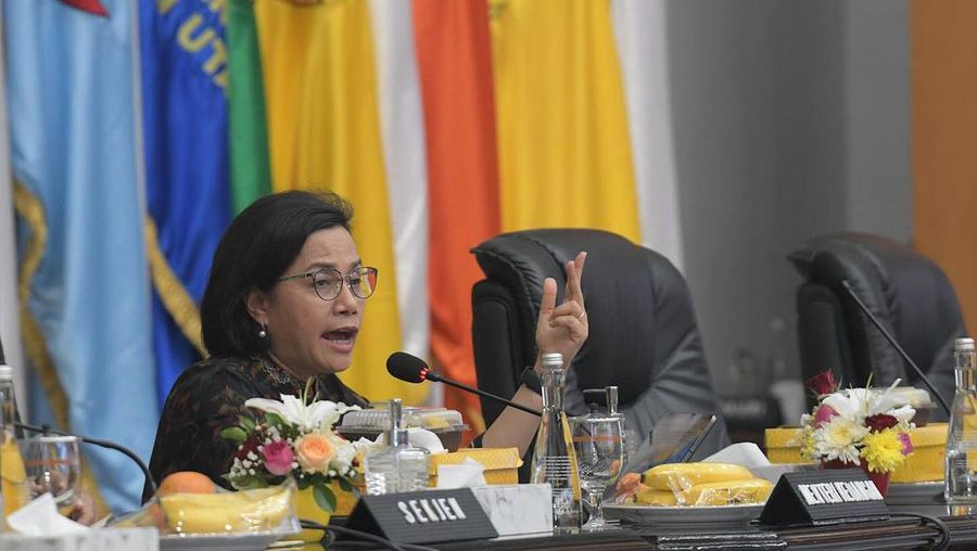 Menteri Keuangan Sri Mulyani saat rapat koordinasi bersama Pejabat Pimpinan Daerah. (Instagram @smindrawati)