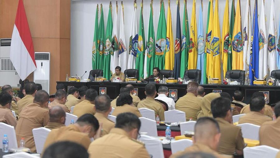 Menteri Keuangan Sri Mulyani saat rapat koordinasi bersama Pejabat Pimpinan Daerah. (Instagram @smindrawati)